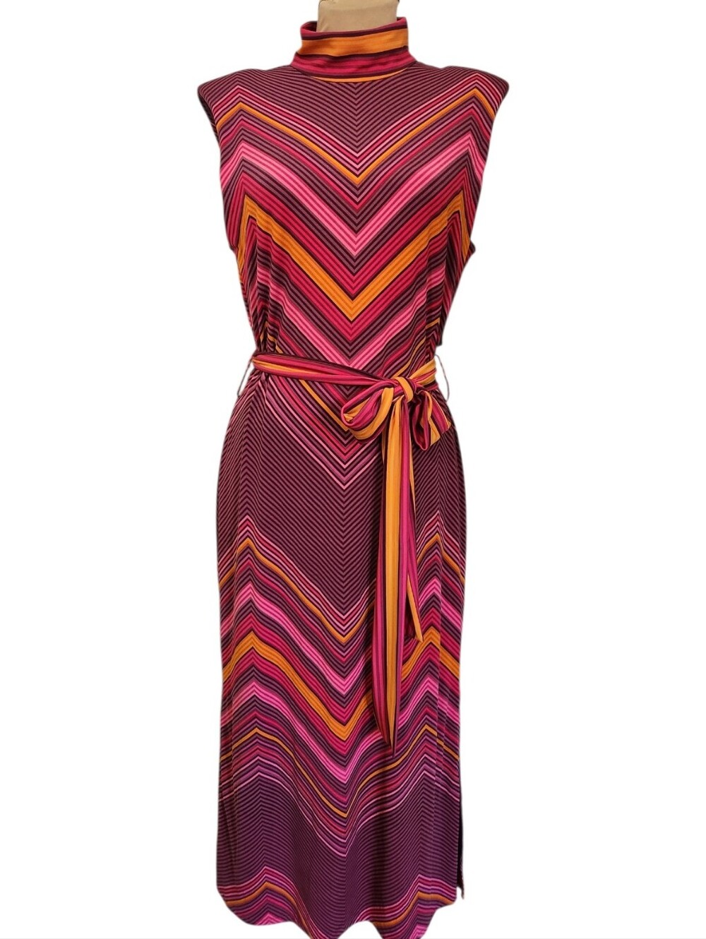 RAMY BROOK Karolina Chevron Knit Midi Dress - Size L - Picture 3 of 16